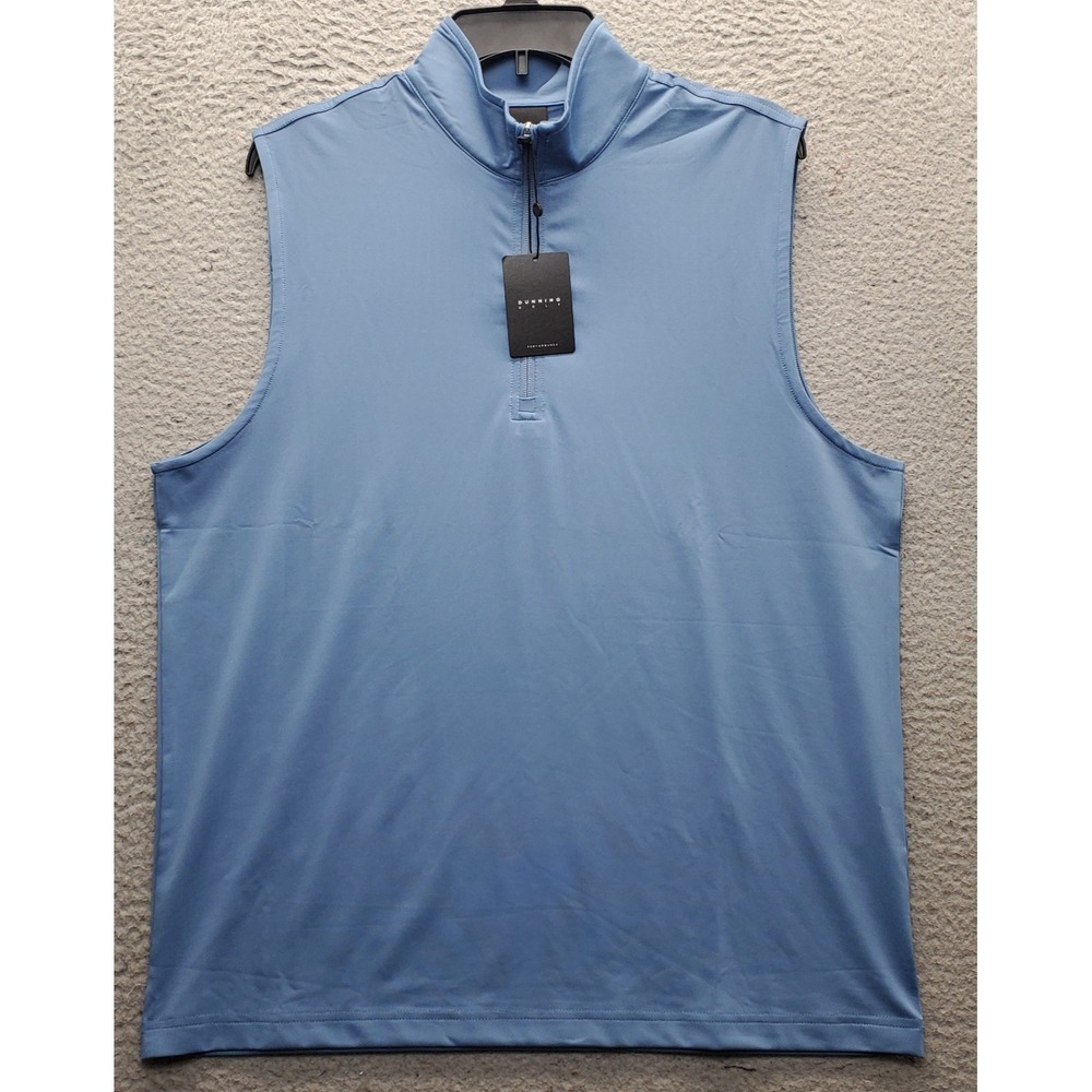 Dunning Golf Performance 1/4 Zip Pullover Vest Mens M Blue Athletic Sleeveless